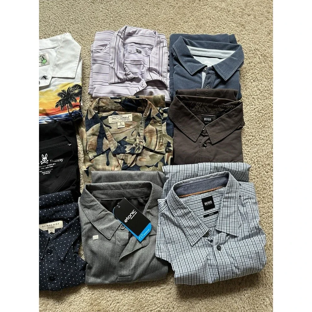 15 Item Mens Polo Shirt Reseller Lot Tommy Robert Tori Boss Nike Reyn Burberry - Picture 4 of 5
